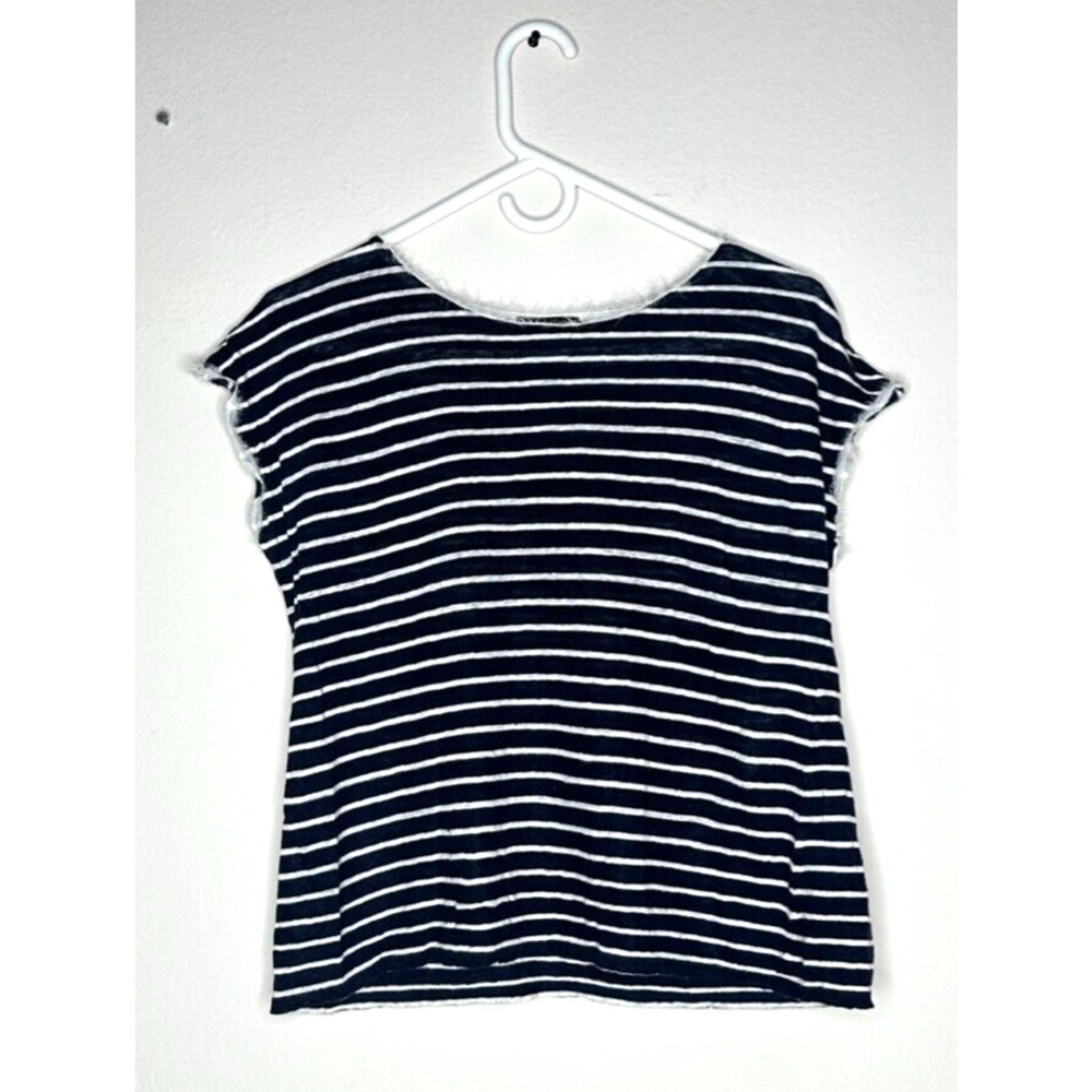 Massimo Dutti Distressed Striped T-Shirt Women Medium Shortsleeve Loose Fit